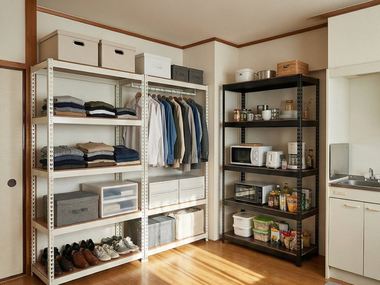 【引っ越し】収納足りないワンルームはスチールラック「だけ」で解決