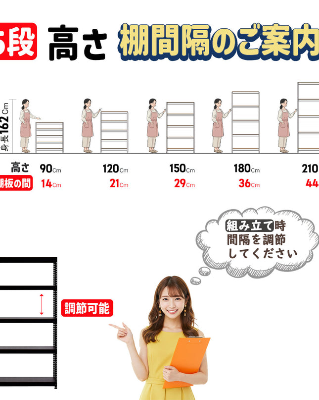 ARASOスチールラック５段×幅×奥行（選択可能）×高さ120 人気商品 ラック スチールラック