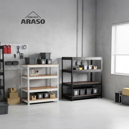 ARASOスチールラック 倉庫整理の活用事例 コンテナボックスを使った効率的な収納レイアウト