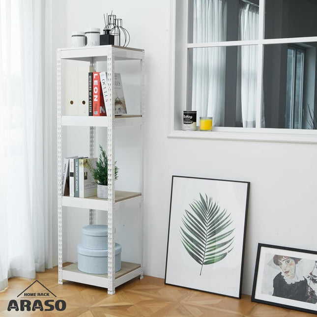 ARASOスチールラック ホワイト 本棚・ディスプレイラック活用事例 おしゃれなリビングインテリア収納 スマートな高さ