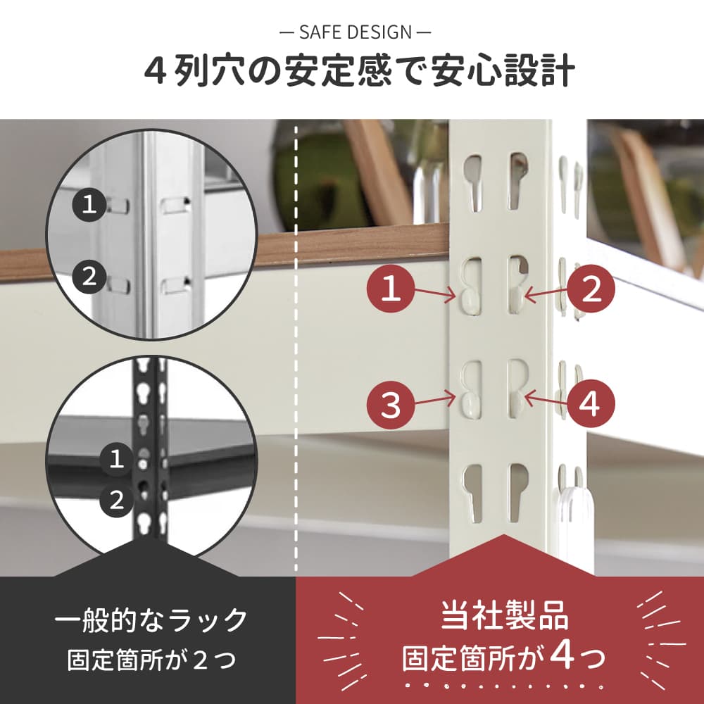ARASO スチールラック 4段 高さ210cm 2分割可能タイプ｜送料無料