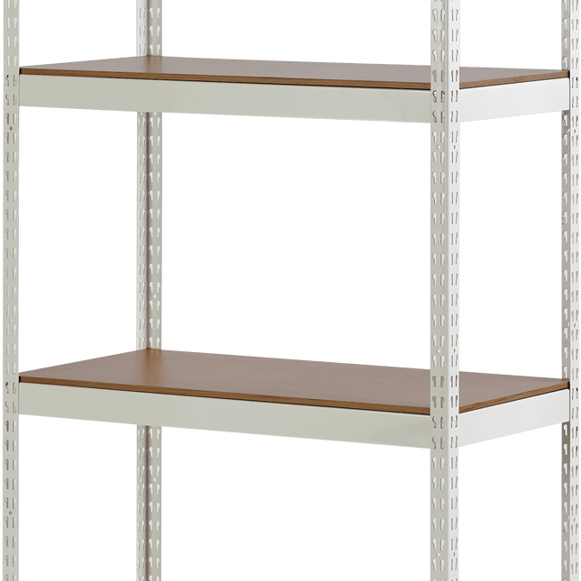 高さ150cm ホワイトの全景｜空間を明るく見せる150cmの業務用収納。1本支柱で揺れに強く、幅広いサイズが選べるARASO。