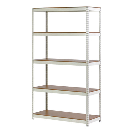 ARASO 業務用品質スチールラック 5段 150cm ホワイト。圧迫感を抑えた150cmサイズで、分割して2箇所の収納としても運用可能な多機能モデル。業務用レベルの耐荷重で決まった幅を最大限に活用。