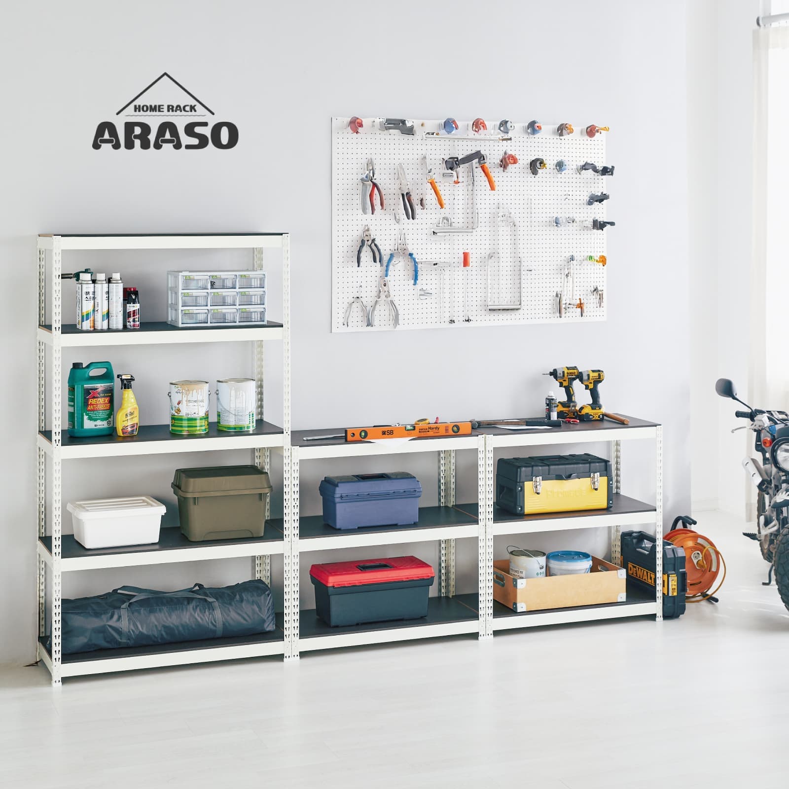 ARASO スチールラック 6段 高さ 210 cm｜2分割可能タイプ｜送料無料